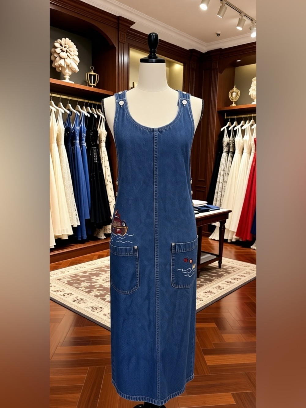 Vintage Denim Noah’s Ark Cotton Sleeveless Jumper Dress M‼️FINAL SALE